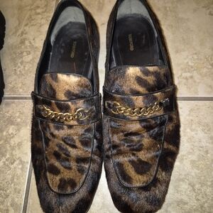 Tom Ford Brown and Black Leopard-Print Chain Loafers